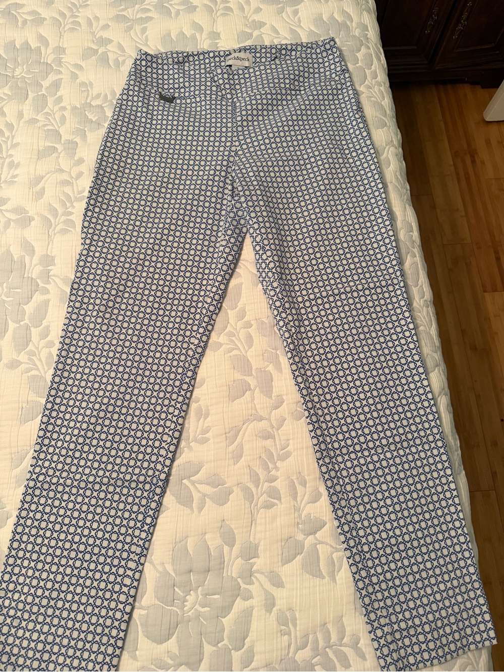 Peck & Peck Blue Geometric Print Pants -10